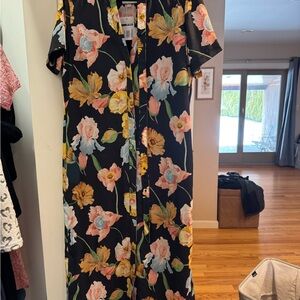 Tuckernuck Black Floral Maxi Dress With Belt Size S NWT